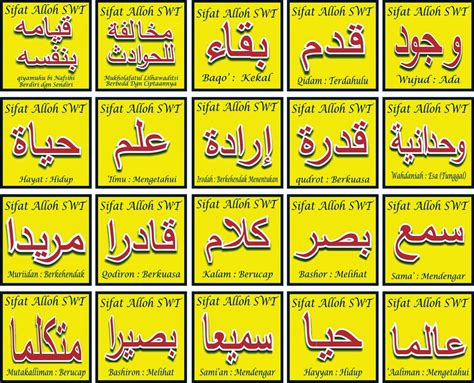 Aqoid 50 tabel 20 sifat wajib allah dan artinya. 20 Sifat Wajib Allah dan 20 Sifat Mustahil Allah, Lengkap ...