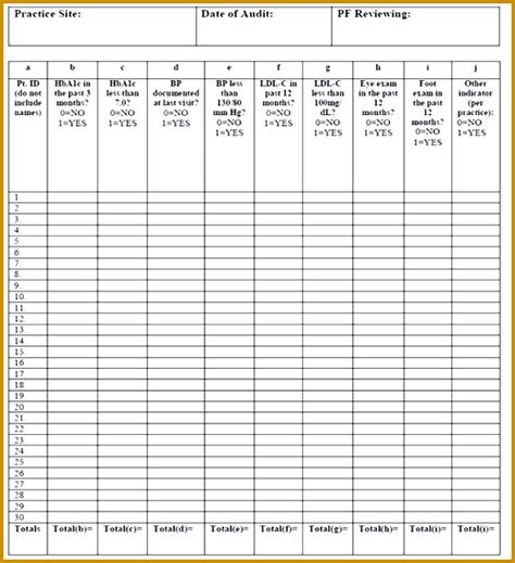 Blank Medical Chart Template