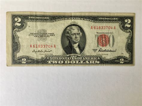 Rare Two Dollar Bill Red Seal Etsy