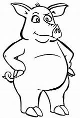 Pig Cartoon Cliparts Coloring Pigs Pages Fat Standing Drawing Clipart Stand Flying Angry Outline Library Colouring Peppa Printable Kids Simple sketch template