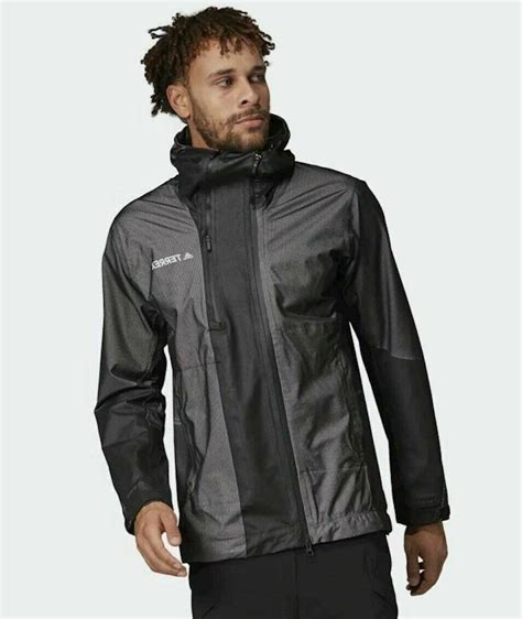 Adidas Waterproof Primeknit Rain Jacket Dz2055 Mens Black
