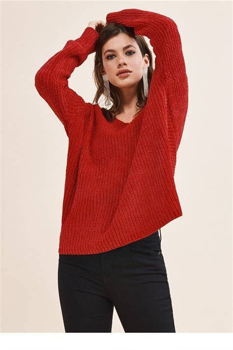 Special Edition V Neck Chenille Sweater Chenille Sweater Fashion