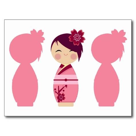 kokeshi sakura silhouettes pink kimono silhouette portrait kokeshi dolls affection cherry
