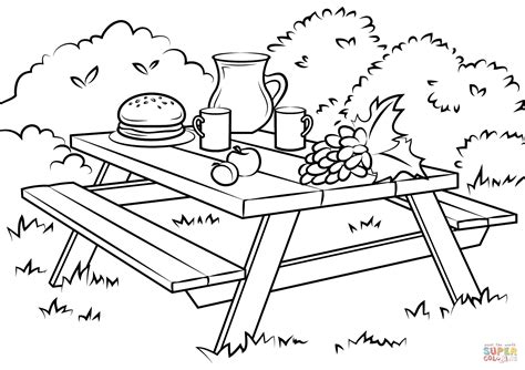 On free spring coloring pages for children, you will surely find a lot of sun and optimism. Picnic Table coloring page | Free Printable Coloring Pages