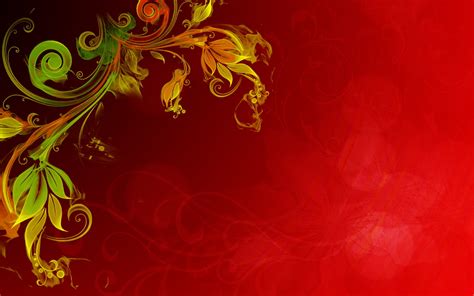 Floral Vector Red Background Hd