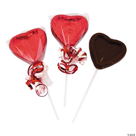 Valentine Heart Suckers Chocolate Candy 12 Pc Oriental Trading