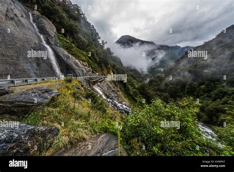 Waterfalls In Haast River Valley New Zealand Stock Photo Alamy