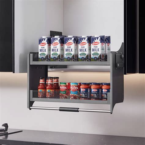 Supply Glass Pull Down Lift-up Kitchen Shelving System Dana Series