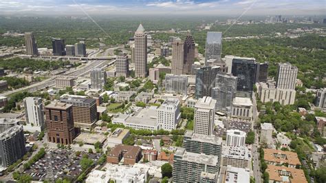 Office Buildings And Skyscrapers Midtown Atlanta Georgia Aerial Stock