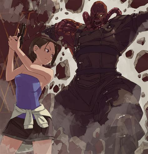 Jill Valentine And Nemesis Resident Evil Drawn By Shihoug O S