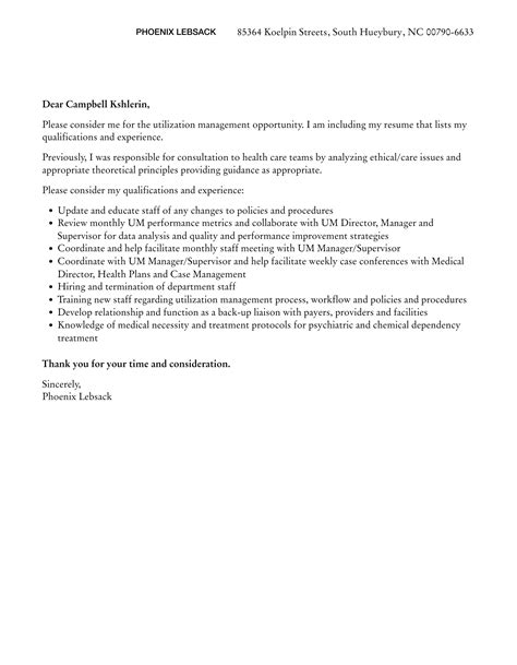 Utilization Management Cover Letter | Velvet Jobs