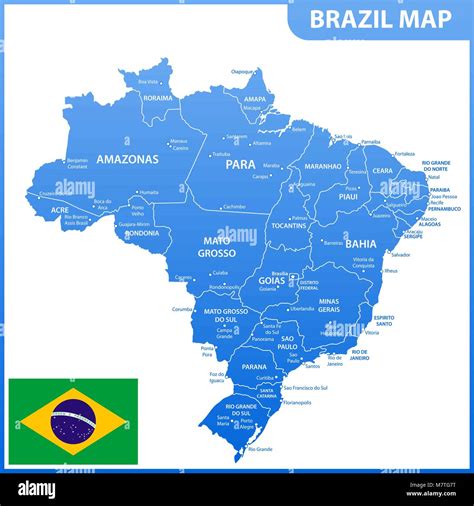 La Mappa Dettagliata Del Brasile Con Le Regioni O Gli Stati E Le Città