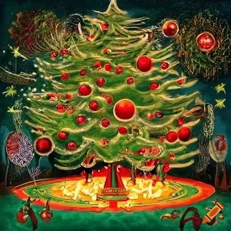 Festive Paradise Winter Wonderland With Decorated Christmas Tree On Craiyon