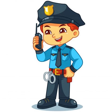 Oficial De Policía Boy Comprobación De I Premium Vector Freepik