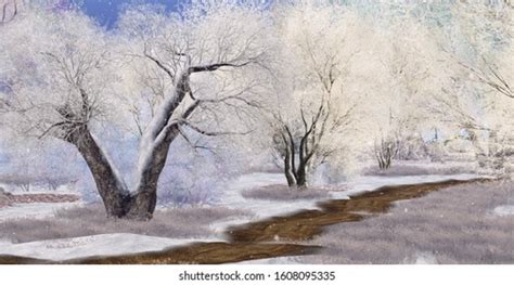 Winter Wonderland Scene 3d Artwork Stock Illustration 1608095332