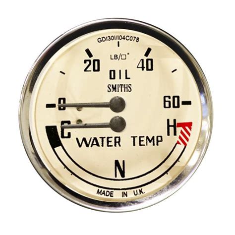 Replacement SMITHS Magnolia Face Dual Oil Pressure Water Temperature Gauge For MG Will