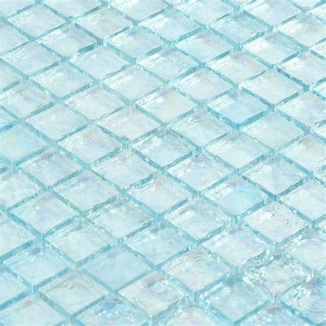 Iridescent Pool Glass Tile Aqua 1x1 Mineral Tiles