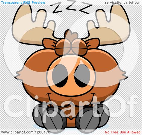 Cartoon Of A Cute Sleeping Moose Calf Royalty Free Vector Clipart By