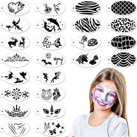 Buy 24 Pieces Face Paint Stencils Face Body Painting Stencils Tattoo