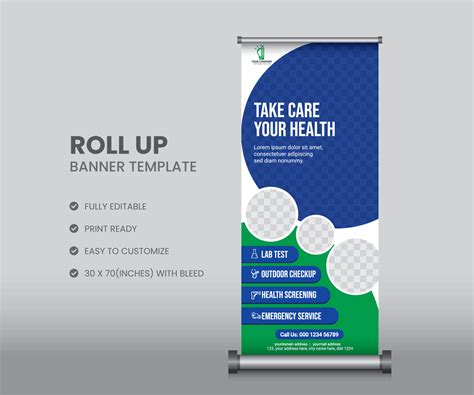 Health Care Medical Roll Up Banner Template Or Stand Banner Template