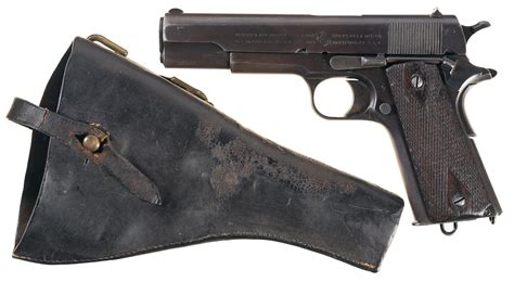 British Proofed Colt Government Model Pistol With Holster Rock Island