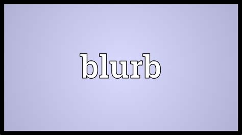 We did not find results for: Blurb Meaning - YouTube