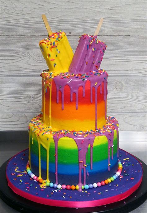 Melted Ice Cream Rainbow Cake Birthday Cakes Candy Birthday Cakes Crazy Cakes Savoury Cake