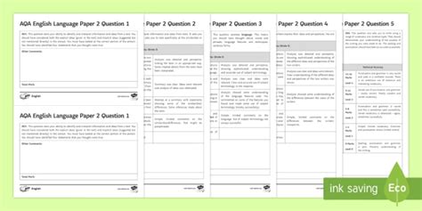 Gcse Aqa English Language Paper 2 Marking Worksheets