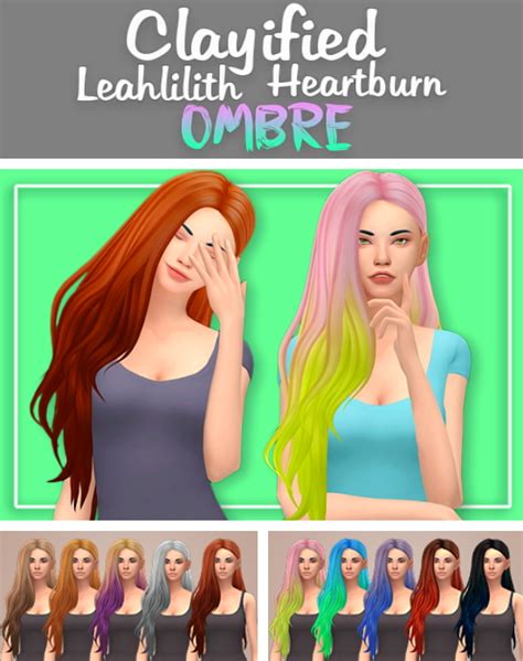 Butterscotchsims Leahlillith`s Heartburn Hair Ombre Clayified Sims 4