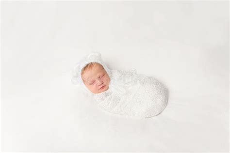 Funny Swaddled White Costume Baby Sleeping Blanket Stock Photos Free