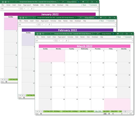 2022 Calendar Year Printable Planner Excel Templates 2022 Etsy