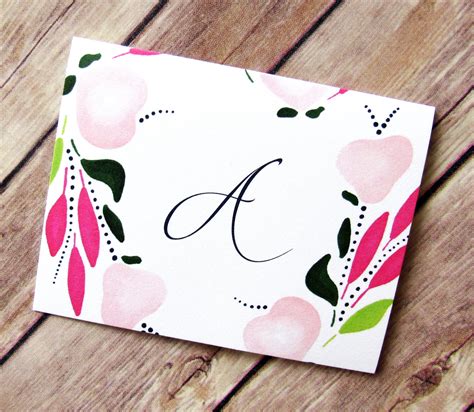 Monogrammed A Cards Letter A Stationery Monogrammed Etsy