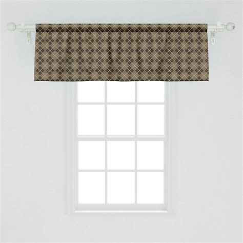 Brown Plaid Window Valance Geometrical Pattern Of Squares In Bicolor