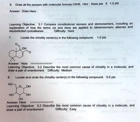 SOLVED Draw All The Isomers With Molecular Formula C4H6 Hint There