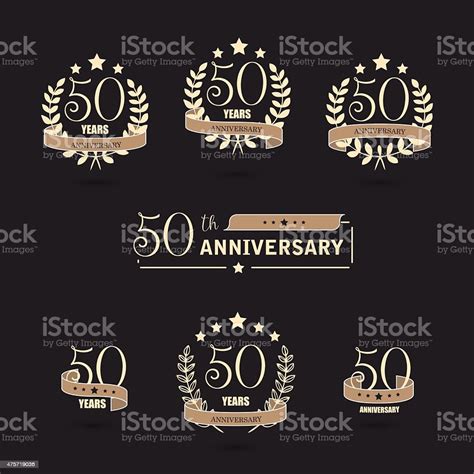 Fifty Years Anniversary Icons Collection 50th Anniversary Logos Set