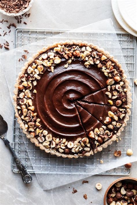 Chocolate Hazelnut Tart Vegan With GF Option Crumbs Caramel