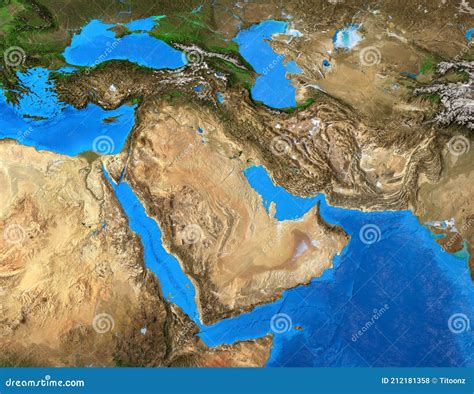 High Resolution Physical Map Of Middle East Stock Illustration
