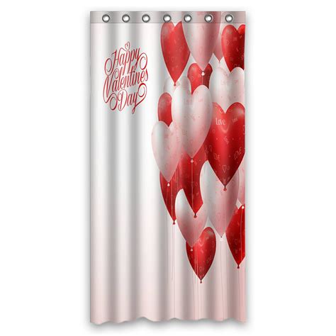 Eczjnt White And Red Heart Balloons Valentines Shower Curtain Bathroom