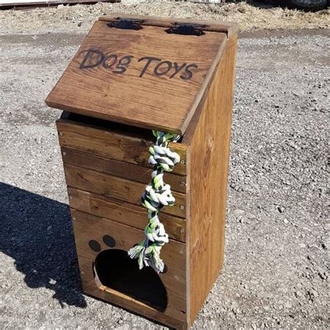 Wood Dog Toy Box Pet Toy Storage Handmade Pawprint Or Etsy