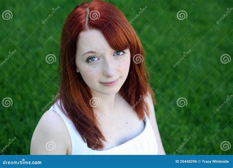 Beautiful Redhead Teen With Freckles Stock Photo Image Of Real Caucasian
