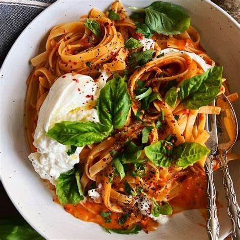 Roasted Red Pepper Pasta With Burrata 5 Trending Recipes With Videos