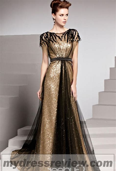Black And Gold Dress Gold Sequin With Black Lining Long Sleeve Prom