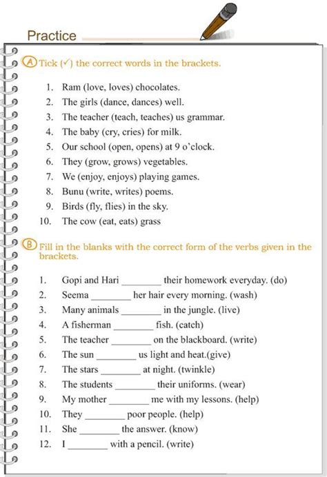 Free english online grammar exercises for esl students. Grade 3 Grammar Lesson 7 Verbs - the simple present tense ...
