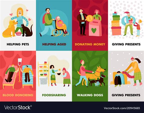 Charity Types Cards Set Royalty Free Vector Image