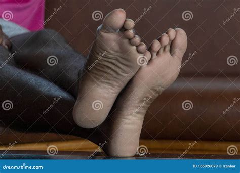 Black Man Crossed Feet Detail Stock Image Image Of Male Human 165926079