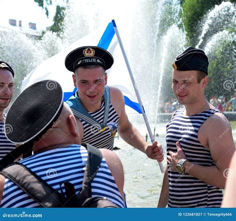 Russian Military Sailors After The Parade Of The Russian Navy Editorial