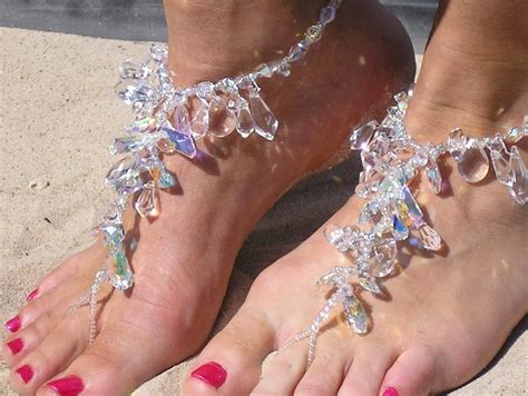 Swarovski Crystals Barefoot Sandals Happi Feet Handmade Etsy