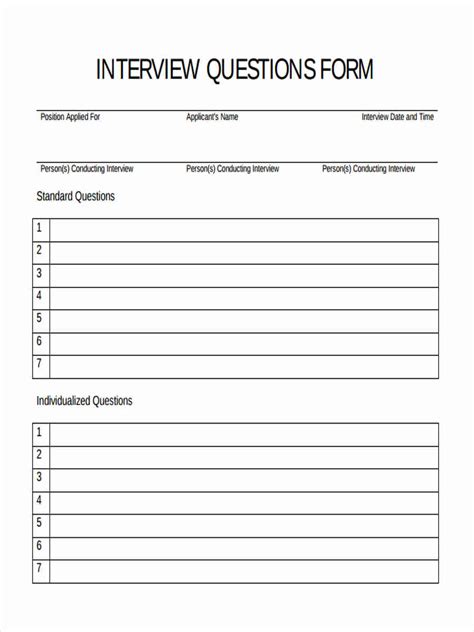 Free 8 Job Questionnaire Forms In Pdf Ms Word