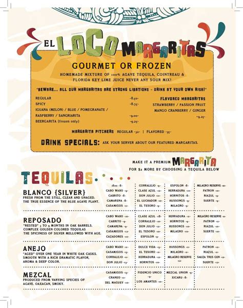 Menu — El Loco Mexican Cafe