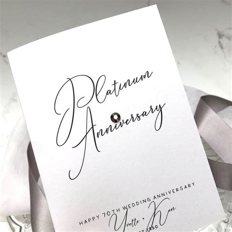 70th Platinum Jewel Personalised Anniversary Card Shop Online